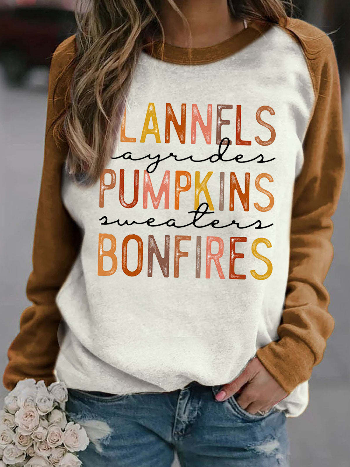 3D fashionable loose long sleeve top for women