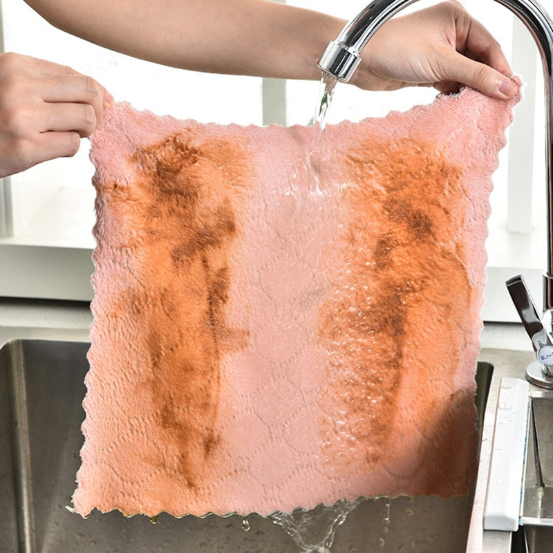 10PCS Microfiber Towel Absorbent Kitchen Cleaning Cloth Non-stick Oil Dish Towel Rags Napkins Tableware Household Cleaning Towel