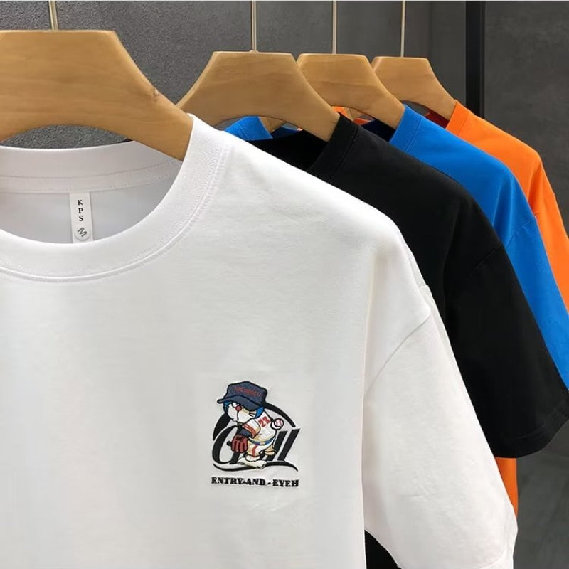 Kühlen cartoon Kurzarm Tops Hohe Qualität Weiß T Shirt Oansatz