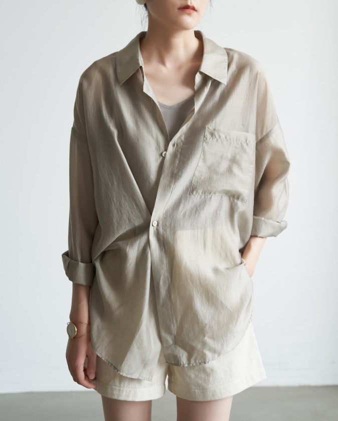 Transparentes dünnes Tencel Shirt Damen Design Nischen Top