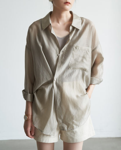 Transparentes dünnes Tencel Shirt Damen Design Nischen Top