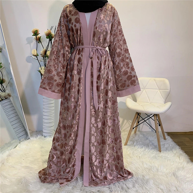 Dubai Frauen Kleidung Maxi lang Kaftan Abaya Malaysian Robe Cardigan