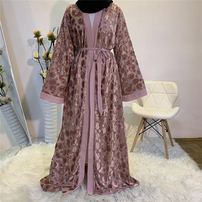 Dubai Frauen Kleidung Maxi lang Kaftan Abaya Malaysian Robe Cardigan