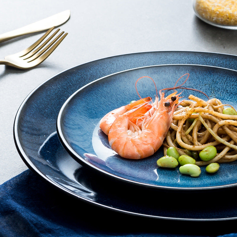 Keramikteller im europäischen Stil Westernteller Steakteller Scheibenkuchenteller Pastateller Frühstücksteller Ofenwechselteller Unterglasurgeschirr