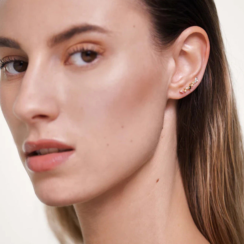 Neue Nischen-Ohrgalerie im koreanischen Stil bunte Kristalle Ohrringe