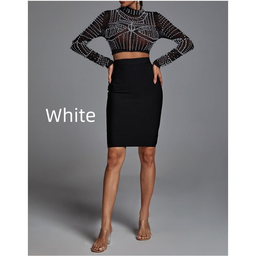 Langarmanzug Bubble Pearl Top Schwarz