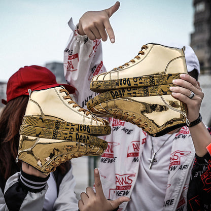 Schuh High-Top-Mode-Freizeitschuhe aus Lackleder