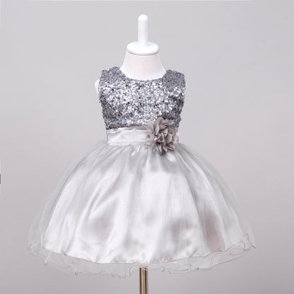 Baby-Paillettenkleid Blumenmädchen-Hochzeits-Prinzessinnenkleid