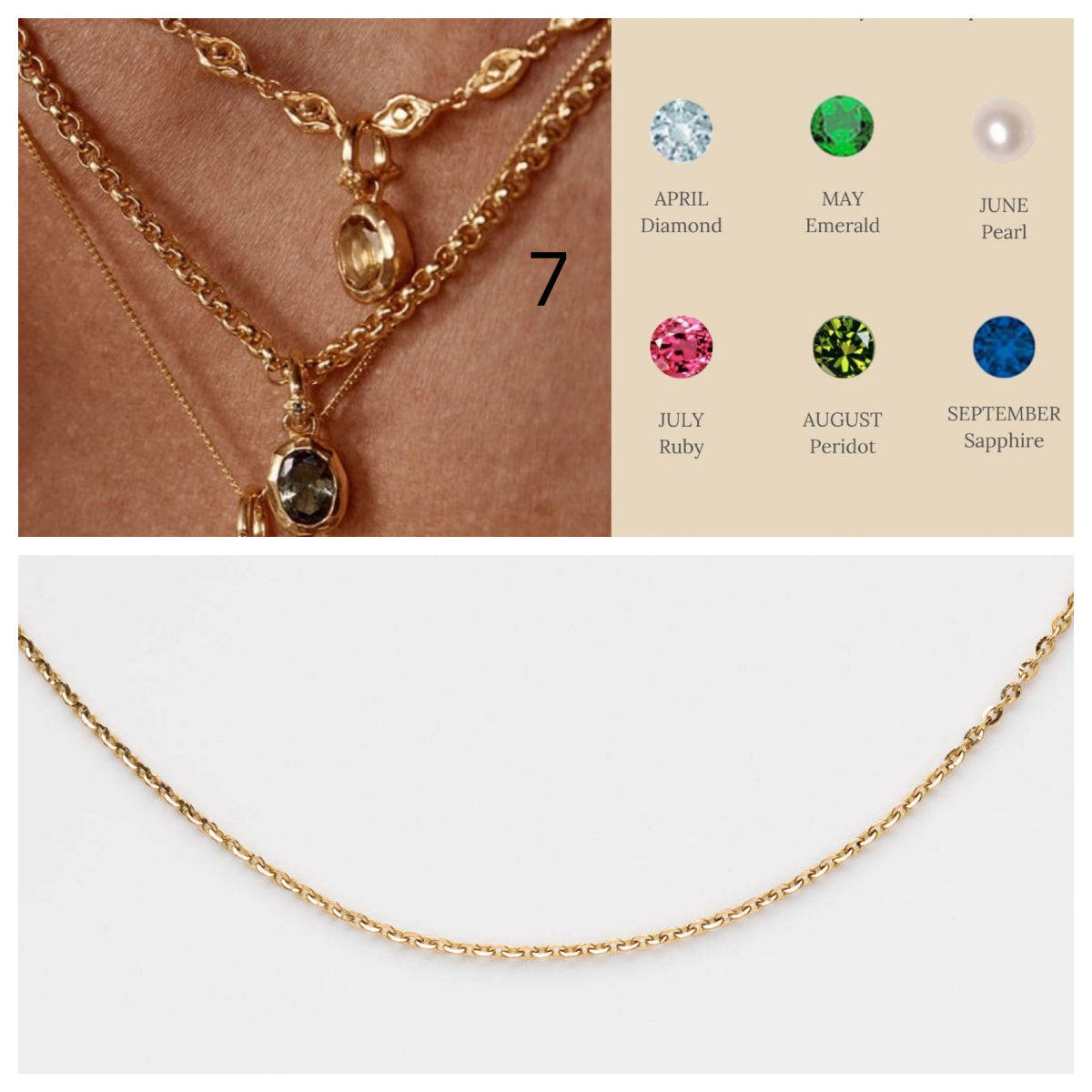 Edelstahl zwölf Birth stone Halskette