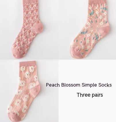 Koreanische Version Blume dreidimensionale lange Frühlings- und Herbstsocken