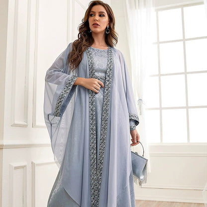 Herbst Muslimischen Neue Nahen Osten Dubai Arab Abaya Stickerei Set Weibliche Seite