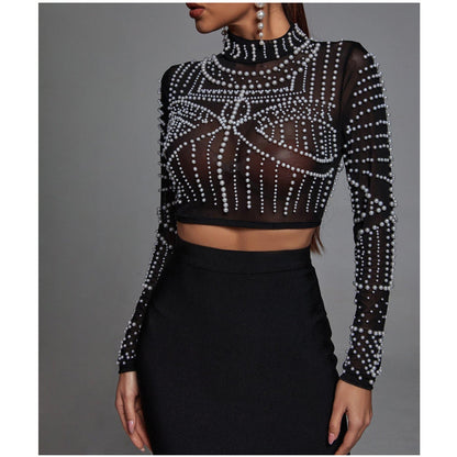 Langarmanzug Bubble Pearl Top Schwarz