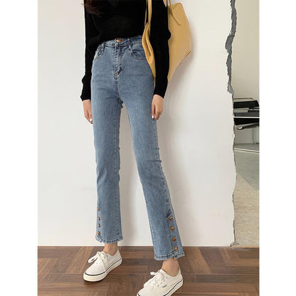 Schlankmachende Retro-Jeans mit hoher Taille für Damen