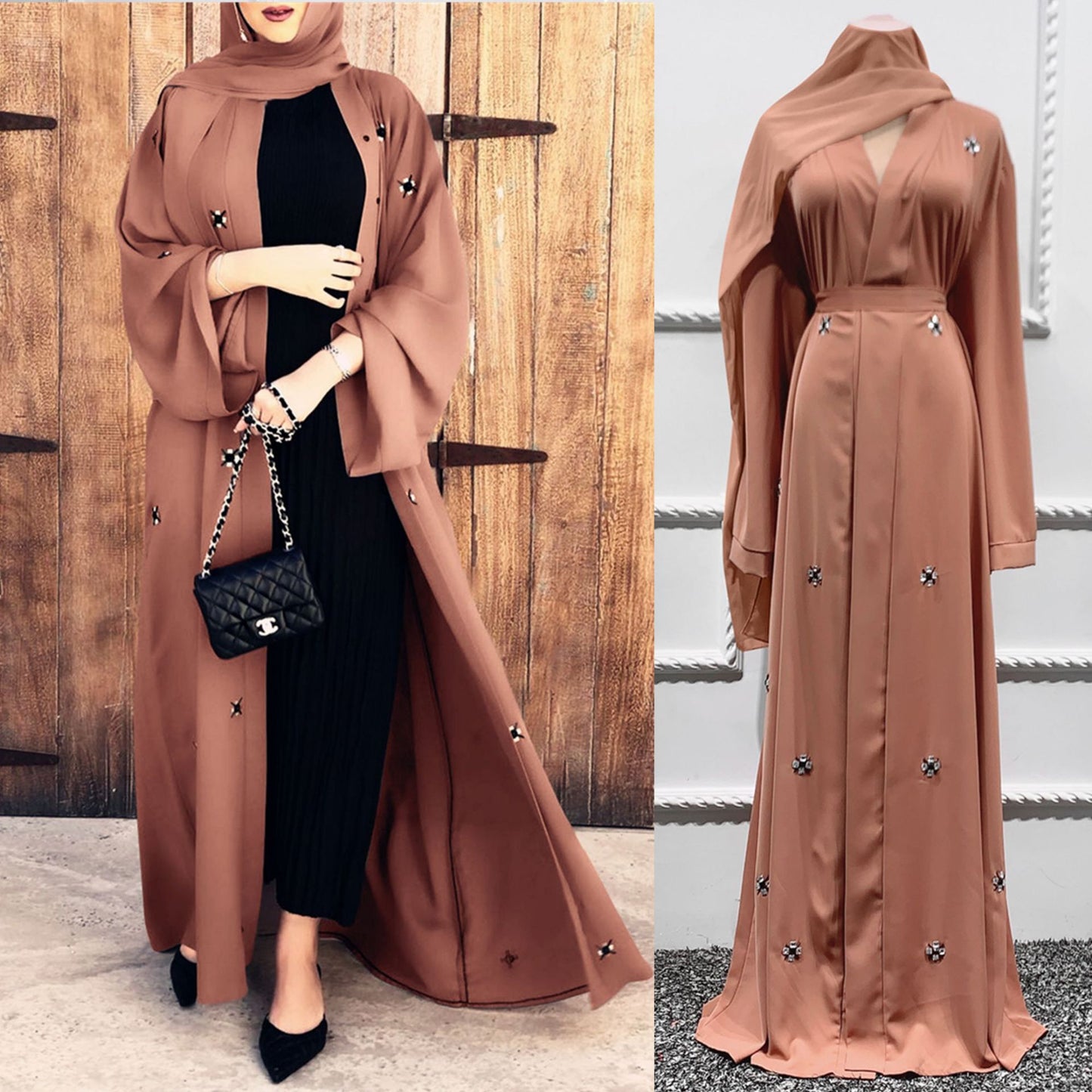 Islamisches Cardigan-Kleid mit Perlen