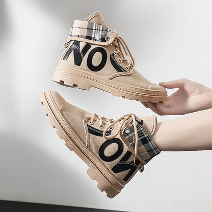 New All Match High Top Girls Canvas Short Boots Women's Shoes