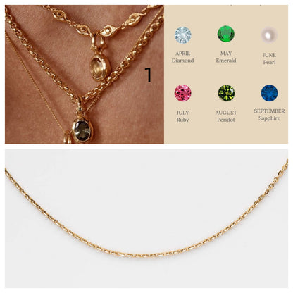 Edelstahl zwölf Birth stone Halskette