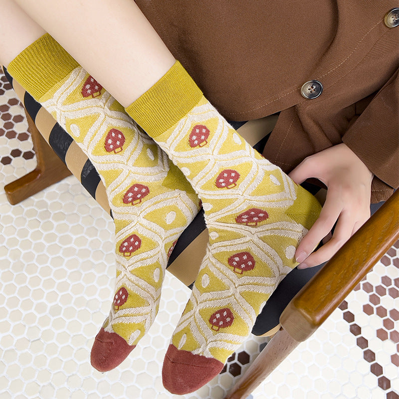 Retro künstlerische Persönlichkeits Blumen Pilz Röhrensocken