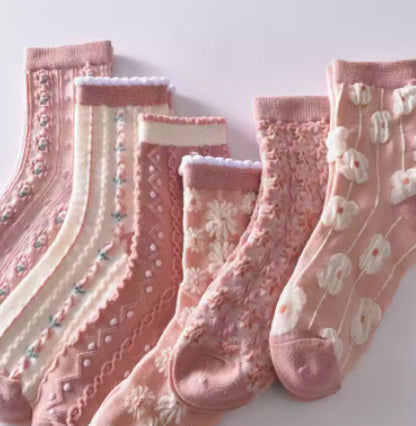 Koreanische Version Blume dreidimensionale lange Frühlings- und Herbstsocken