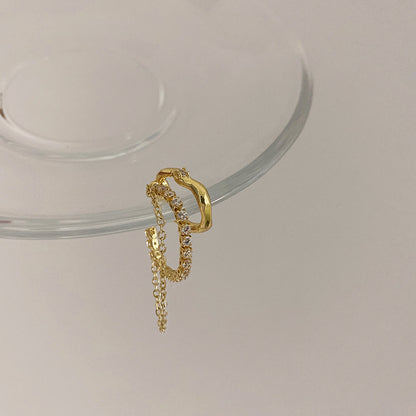 Rhinestone Chain Tassel Metal Ear Clip for Women