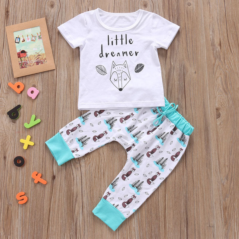 Neugeborenes Baby-Kleidungsset T-Shirt Oberteile und Hosen Outfits für kleine Jungen und Mädchen