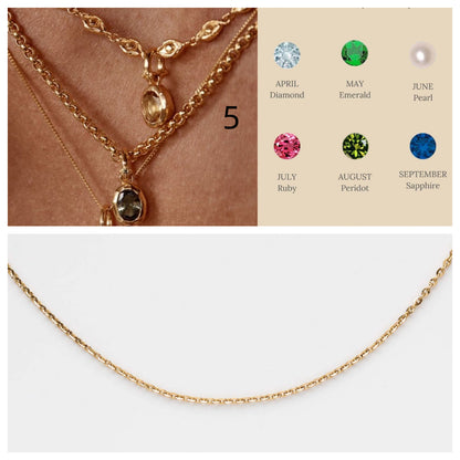 Edelstahl zwölf Birth stone Halskette