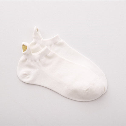 Damen-Bootssocken mit Fersen-Ohr-Love-Stickerei