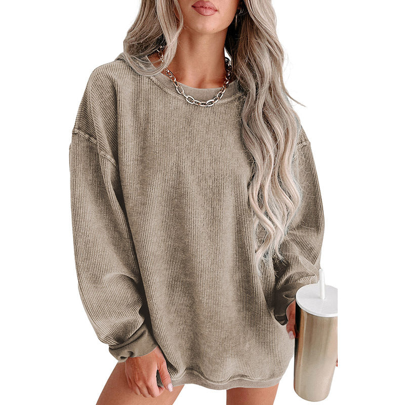 Oversized solid color sweater thread European and American casual style