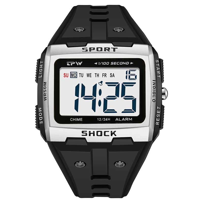 Big Numbers Full Size Digital Watch Easy to Read 5ATM Water Resistant