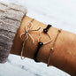 Neue Bohemian Schwarz Seil Kette Armband Set