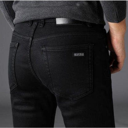 Männer Stretch Schwarz Jeans Klassische Art Business-Mode Reines Schwarz Schlank-fit Denim Hosen Männlichen Marke Casual Hosen