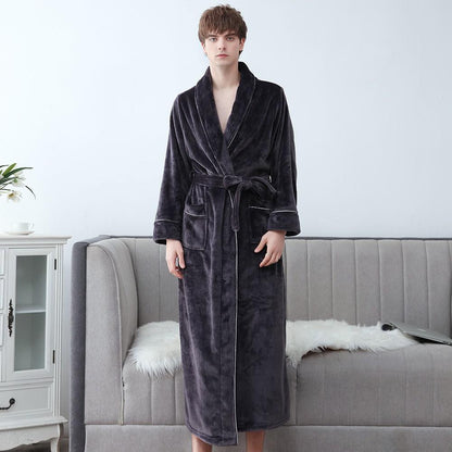 Plus Größe 3XL Männer Robe Winter Flanell Weiche Kimono Kleid Liebhaber Ultra Große Lange Bademantel Nachtwäsche Dicke Warme Frauen Nachtwäsche