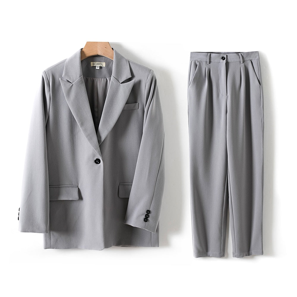 Frauen Blazer Und Schutz Hosen Sets Zwei Stücke OL Einreiher Jacke Formale Anzug Gefaltete Hosen Frühling Herbst Winter