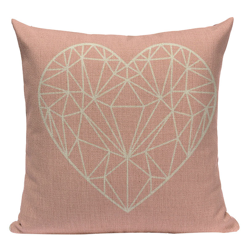 Pink Geometric Nordic Cushion Cover Tropic Palm Leaf Throw Pillow Bedding Pillow Case Sofa Bed Decorative Heart Pillowcase