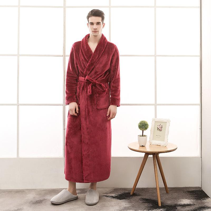 Plus Größe 3XL Männer Robe Winter Flanell Weiche Kimono Kleid Liebhaber Ultra Große Lange Bademantel Nachtwäsche Dicke Warme Frauen Nachtwäsche