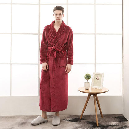 Plus Größe 3XL Männer Robe Winter Flanell Weiche Kimono Kleid Liebhaber Ultra Große Lange Bademantel Nachtwäsche Dicke Warme Frauen Nachtwäsche