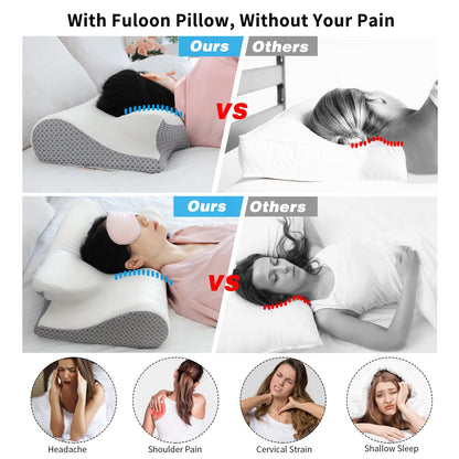 Fuloon Contour Memory-Foam Nackenkissen Ergonomische Orthopädische Hals Schmerzen Kissen für Seite Zurück Magen Sleeper Förderunterricht Kissen