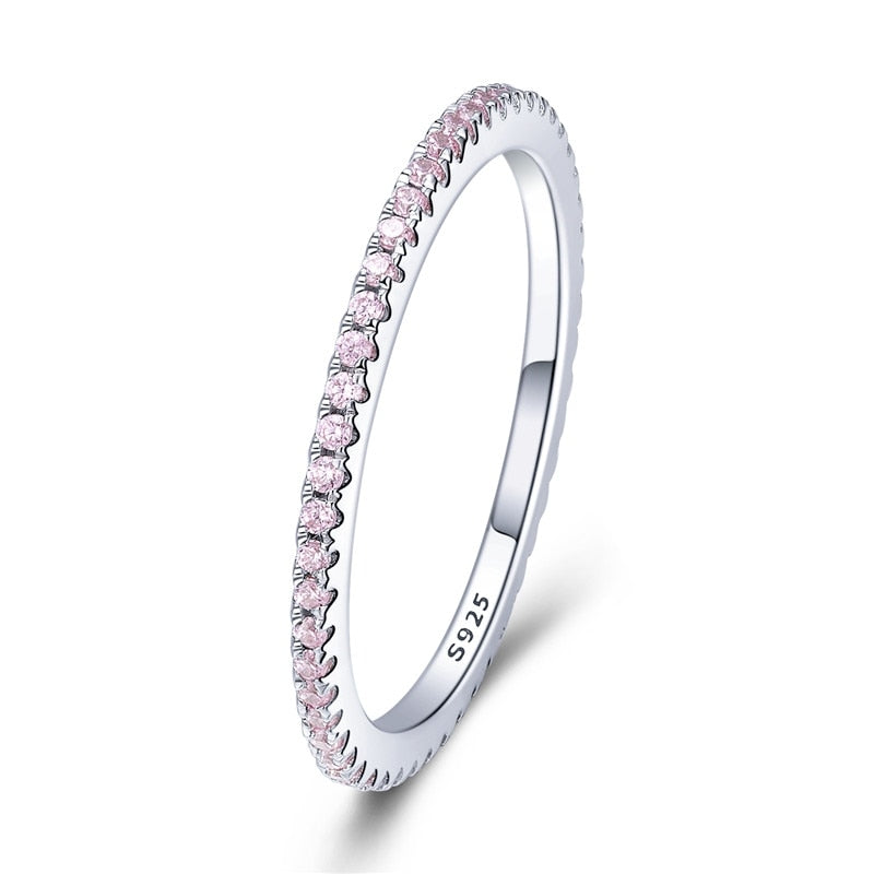 925 Sterling Silber CZ Simulierte Diamant Stapelbar Ring Platin Überzogene Ewigkeit Bands für Frauen