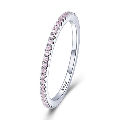 925 Sterling Silber CZ Simulierte Diamant Stapelbar Ring Platin Überzogene Ewigkeit Bands für Frauen