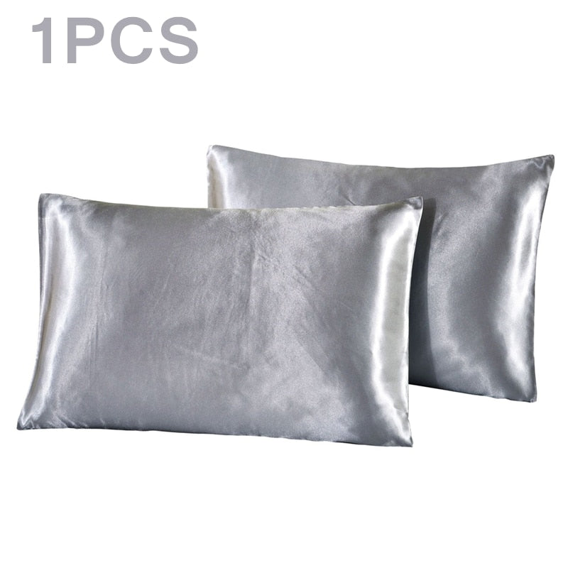 1Pc Queen Satin Silk Pillowcase Pillow Case Cover Home Bedding Smoothy Pillow Rectangle Bedding Pillow