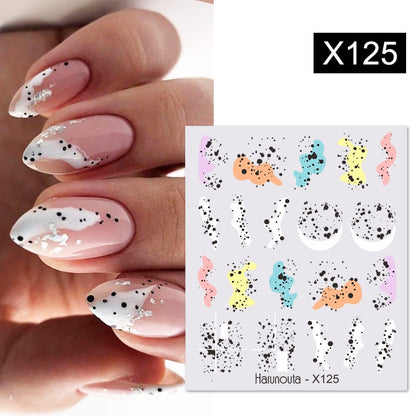 Harunouta Black Lines Flower Leaves Water Decals Stickers