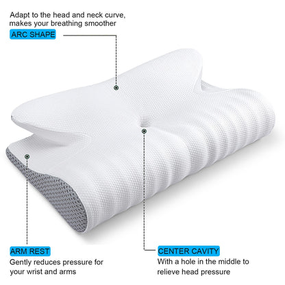Fuloon Contour Memory-Foam Nackenkissen Ergonomische Orthopädische Hals Schmerzen Kissen für Seite Zurück Magen Sleeper Förderunterricht Kissen