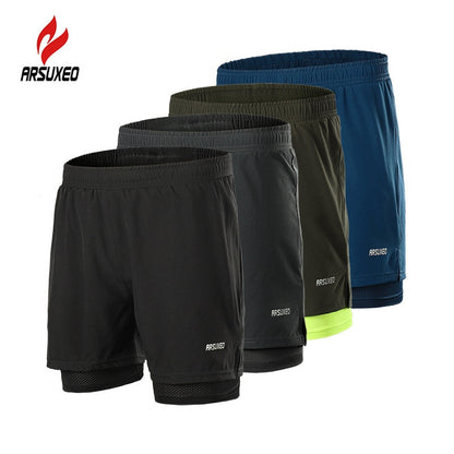 2 In 1 Männer Laufhose Reflektierende Quick Dry Compression Jogging