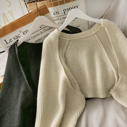 Women Sexy Solid Autumn Irregular Knitwear Loose All-match Crop