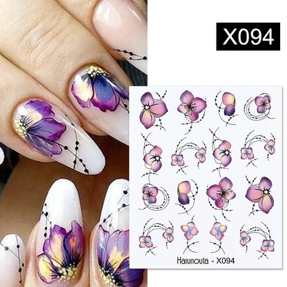 Harunouta Black Lines Flower Leaves Water Decals Stickers
