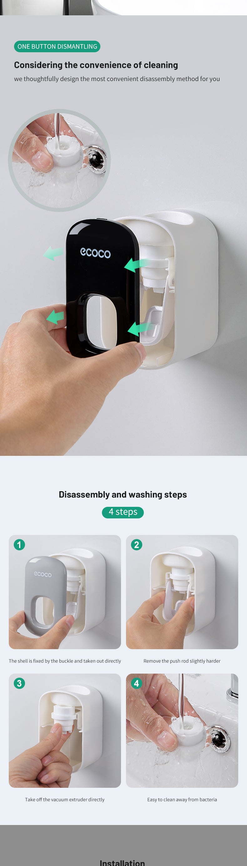 Automatic Toothpaste Dispenser Wall Mount Bathroom