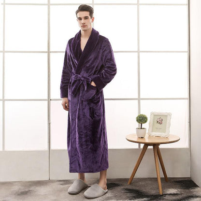 Plus Größe 3XL Männer Robe Winter Flanell Weiche Kimono Kleid Liebhaber Ultra Große Lange Bademantel Nachtwäsche Dicke Warme Frauen Nachtwäsche
