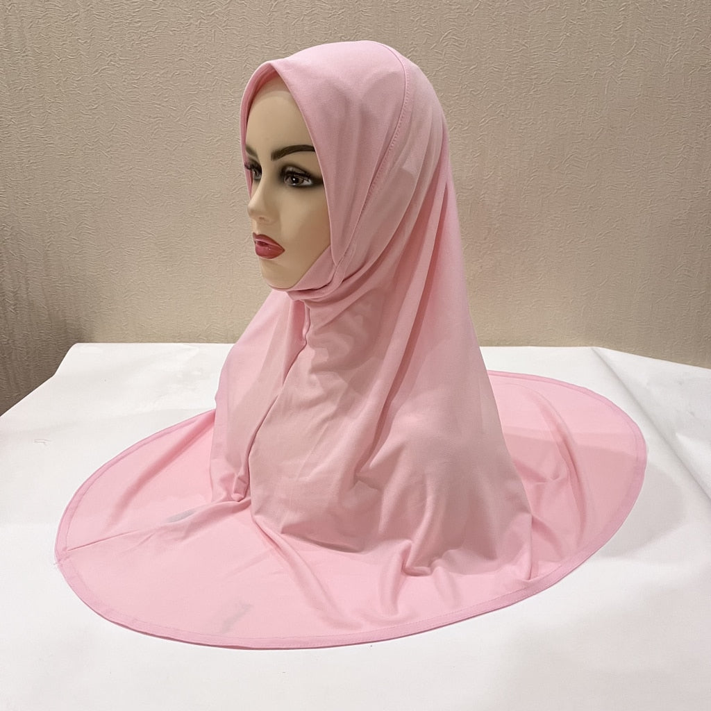 H124 plain big size muslim hijab with chin part top quality Hijab