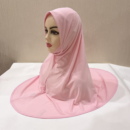 H124 plain big size muslim hijab with chin part top quality Hijab
