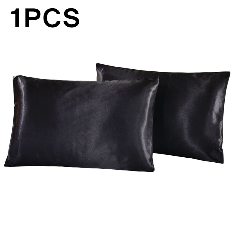 1Pc Queen Satin Silk Pillowcase Pillow Case Cover Home Bedding Smoothy Pillow Rectangle Bedding Pillow