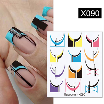 Harunouta Black Lines Flower Leaves Water Decals Stickers